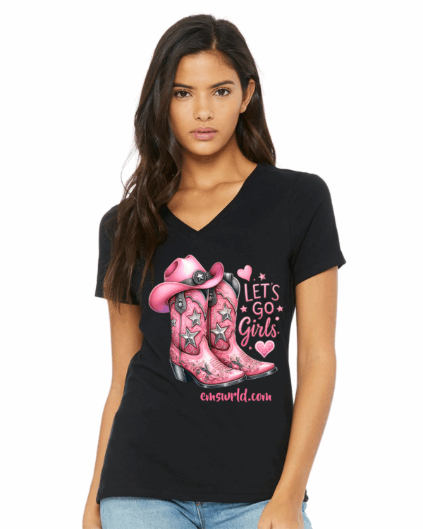 Let's Go Girls V-Neck Graphic Tee